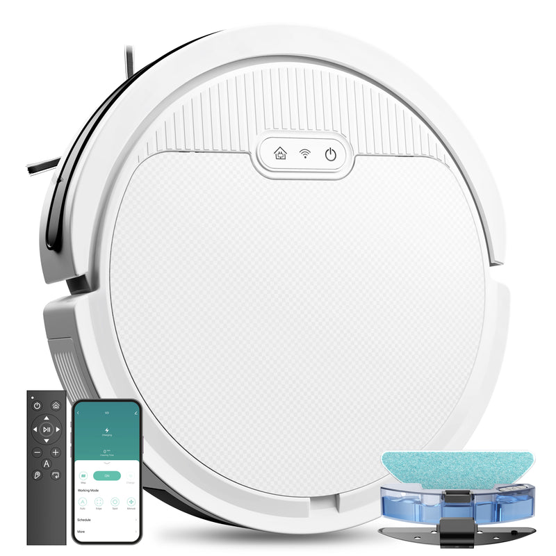 Robot Vacuum And Mop, 3 In 1 Combo Cleaner For Home With Pet Hair And Hard Floor, 5000Pa Suction, 120 Mins Run Time,Self-Charging,Super Thin Body