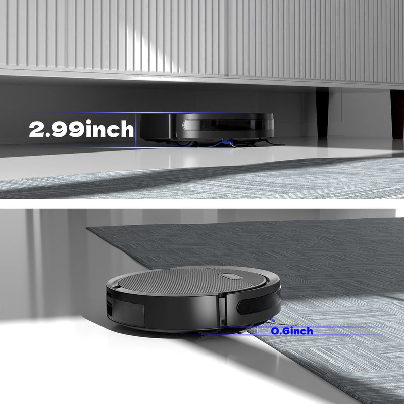 Robot Vacuum And Mop, 3 In 1 Combo Cleaner For Home With Pet Hair And Hard Floor, 5000Pa Suction, 120 Mins Run Time,Self-Charging,Super Thin Body